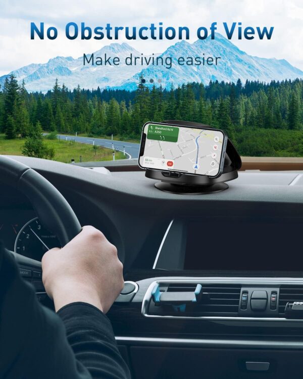 JOYEKY Car Phone Holder for Dashboard, 360° Rotatable Horizontal & Vertical Viewing Car Phone Mount，Washable Reusable Mobile Phone Holder, for iPhone Samsung Android Smartphones (Black) - Image 7