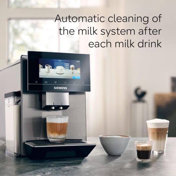 SIEMENS EQ900 Fully Automatic Bean to Cup Coffee Machine, 6.8" Touch Screen Display, Cup Warmer, baristaMode, eGrinder, beanIdent System, 30+ Coffee Beverages with Home Connect, TQ905GB3 - Image 15