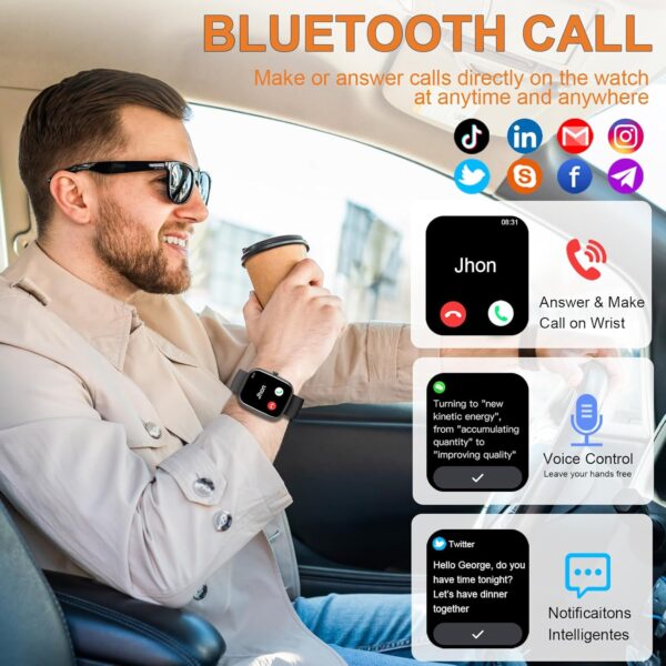 Smart Watch for Men Women, Smart Watches Answer/Make Calls, Fitness Watch with Heart Rate/Sleep Monitor, 100+ Sport Activity Tracker Step Counter, IP68 Waterproof Fitness Tracker for Android iOS - Image 4