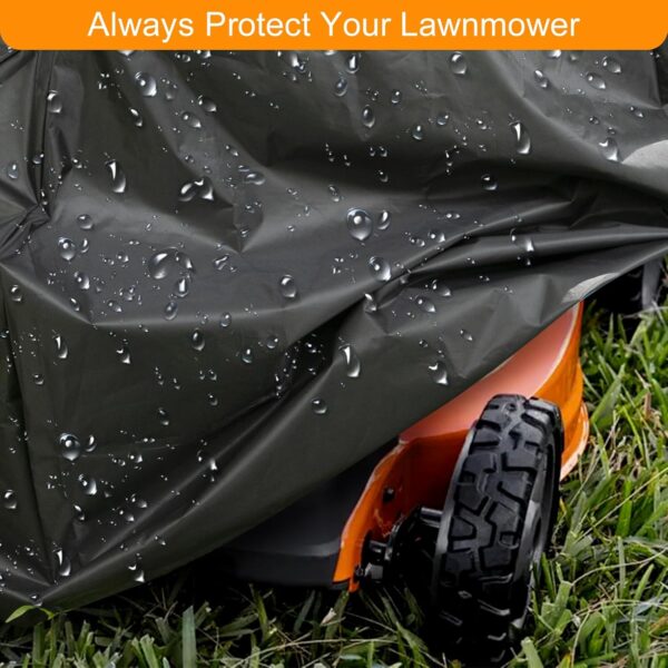 Raweao Lawnmower Cover Waterproof for Outside Storage, Universal Lawn Mower Covers Waterproof, 420D Oxford Outdoor Weatherproof Lawn Mower Storage Cover with Drawstrings - Image 4
