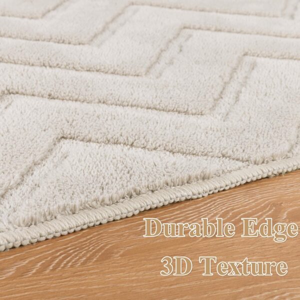 SHACOS Beige Washable Rugs Living Room Large 140x200 cm Soft Short Pile Rug Modern Area Rug Non-Slip Geometric Carpet Rugs for Bedroom, Dining Room, Home Office - Image 5