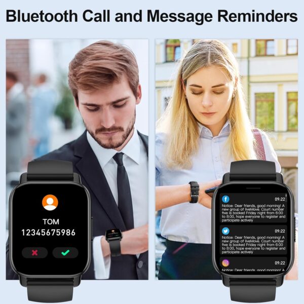 Smart Watch for Men Women with Bluetooth Call/Message Reminder, Fitness Watch 1.85" Touch Screen, Watch Heart Rate/Sleep/Spo2/Calories/Steps Monitor, 112+ Sport Mode, Activity Tracker for Android/iOS - Image 3