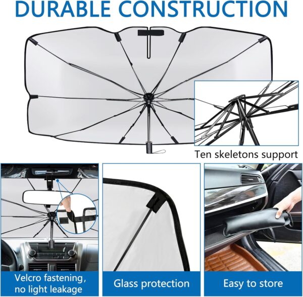 SUPERFA 140cm x 79cm Car Windscreen Umbrella Sun Shade, Large Foldable Windscreen Umbrella for Cars Trucks SUVs - Image 4