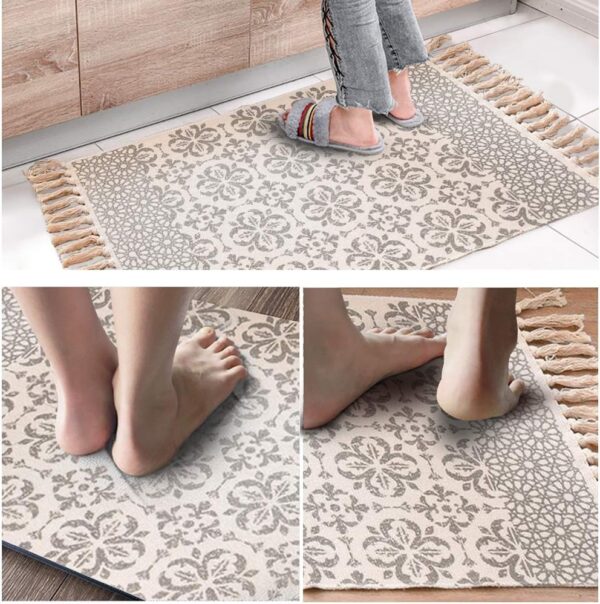 Boho Area Rugs for Living Room, Small Cotton Woven Area Rugs with Tassel 2'x3', Vintage Farmhouse Bohemian Throw Rug, Washable Floor Rugs for Kitchen,Bathroom, Bedroom, Laundry Room, Entryway Indoor - Image 3