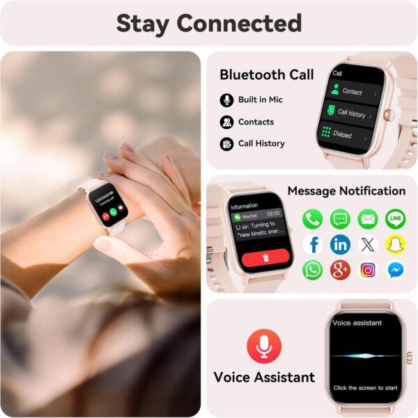 Haulvean Smart Watch for Men Women Answer/Make Calls,1.85''HD Smartwatch with Pedometer 24/7 Heart Rate SpO2 Sleep Monitor,110+ Sports Fitness Watch,IP68 Waterproof Activity Tracker for Android iOS - Image 4