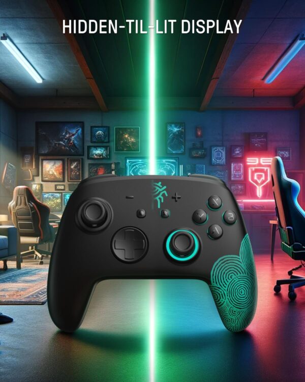 Switch Pro Controller Wireless, Switch Controller Compatible with Switch/OLED/Lite, Firefly LED Switch Pro Controller Bluetooth Gamepad with 7 RGB Colors/NFC/Wake Up/Paddle/Turbo - Black - Image 3