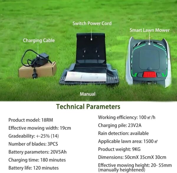 Automatic Robot Lawn Mower with GPS Navigation - Mows Up to 2/3 Acre, 29000 Sq.Ft, APP Control, Schedule, Anti-Theft, Self-Charging, Re-Cutting Capability - Image 8