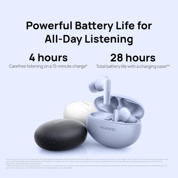 HUAWEI FreeBuds 5i Wireless Headphones, TWS Bluetooth Headphones, Hi-Res Sound, Multi-Mode Noise Cancellation, 28 Hour Battery Life, Compatible with Android/iOS/Window，Nebula Black - Image 6