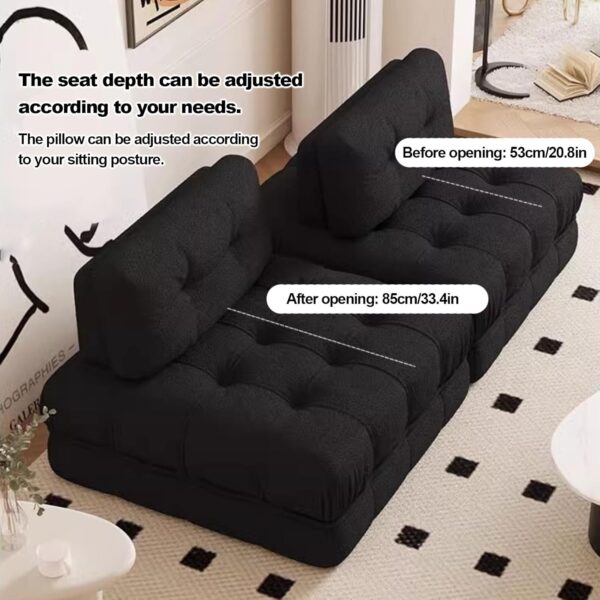 WEIDPHL Modular Tofu Block Armless Sofa, Modern Sectional Sofa Couch with Movable Back Pillow, Lazy Single Floor Sofa Couch, Lying Tatami for Living Room,Bedroom,Balcony,Frosted Velvet Green - Image 7