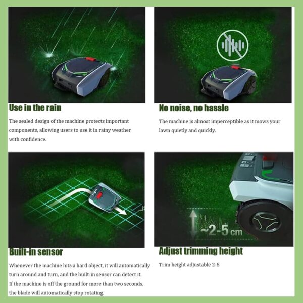 YLANMEI Robotic Lawnmower with App with Docking Station(Cordless Lawn Mower Robot Up to 1500 sq m & Up to 25% Gradient 20-55 mm Cut Height Up to 120 Minutes Runtime),A - Image 5