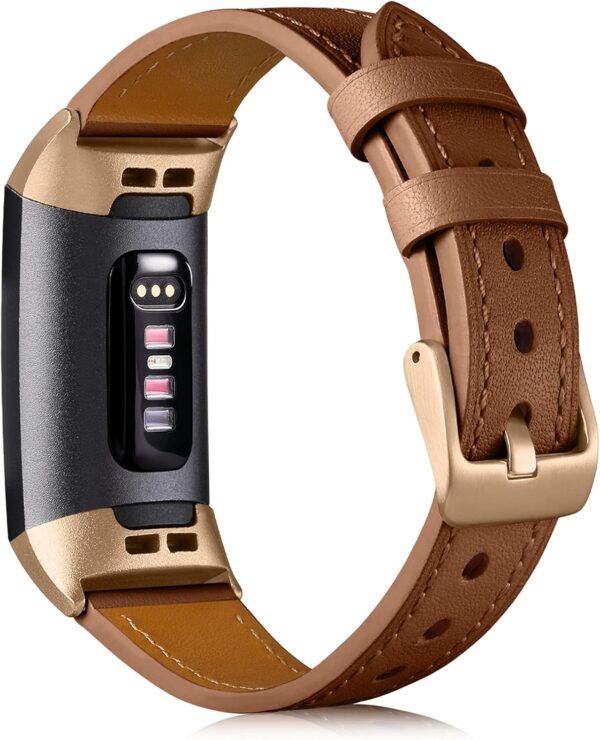 CeMiKa Genuine Leather Strap Compatible With Fitbit Charge 4/3 Tracker, Replacement Wristband for Women Men - Image 3