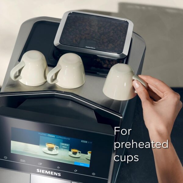 SIEMENS EQ900 Fully Automatic Bean to Cup Coffee Machine, 6.8" Touch Screen Display, Cup Warmer, baristaMode, eGrinder, beanIdent System, 30+ Coffee Beverages with Home Connect, TQ905GB3 - Image 10