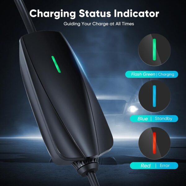 EV Charger APP Control 10M, 6-13A Adjustable Current, 0-24 Hours Delayed Timer, Max. 3.3kW, EV Charger Cable Type 2 to 3 Pin Plug, Wifi & Bluetooth Connection, IP65 Waterproof - Image 9