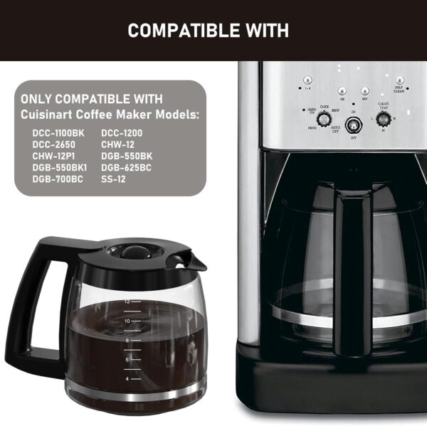 12-Cup Coffee Pot Replacement Compatible with Cuisinart Coffee Maker Models SS-12, SS-15, SS-16, DCC-1100BK, DCC-1200, DCC-2650, CHW-12P1, DGB-400, DGB-550BK, DGB-550BK1, DGB-625BC and DGB-700BC - Image 3