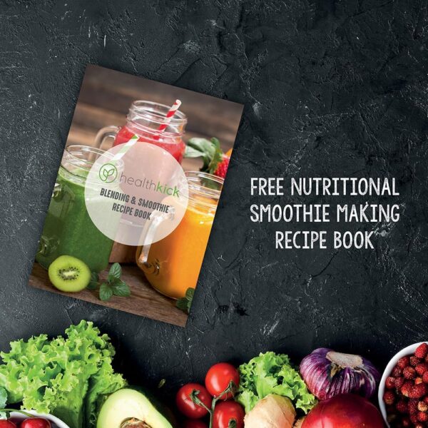 HealthKick 800w Digital LCD Ice Crushing Smoothie Blender - 1.5L Glass Jug - 12 speeds, 5x Presets, 3x Functions: Pulse/Ice Crush/Smoothie - Variable Speed Control - K3252 - Stainless Steel - Image 8