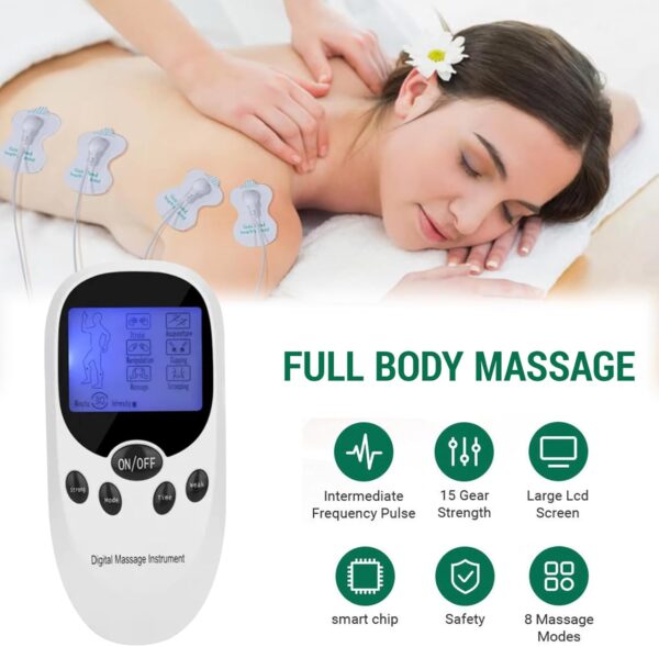 Xumann TENS Machine for Pain Relief, Dual Channel Digital Electronic Muscle Stimulator Machine with 6 Massage Modes and 8 Replacement Pads for Back/Neck/Shoulder/Leg/Calf Pain Relief - Image 5