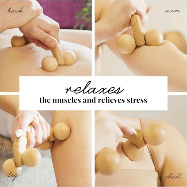 Tuuli Accessories Massage Muscle Roller Tool Massager for Back Neck Shoulder Arms Legs Body Wooden Balls 18 x 7 x 6 cm - Image 6