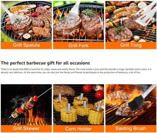 Coocnh 20pc Heavy Duty BBQ Grill Tool Set in Case - The Very Best Grill Gift on Birthday Wedding - Professional BBQ Accessories Set for Outdoor Cooking Camping Grilling Smoking - Image 6