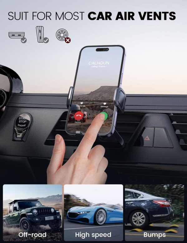 Pnitri Car Phone Holder, Air Vent Protective Car Phone Mount - Hook Clip & Legs Double Support Stable Universal Mobile Mount Cradle Compatible with iPhone/Galaxy/Huawei(4.0'-7.0') - Image 7