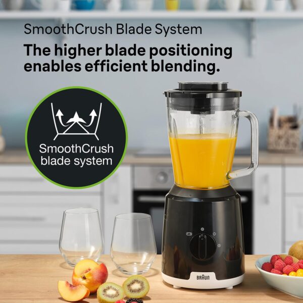 Braun PowerBlend 1 JB1051BK, Jug Blender with Unique Triangular Glass Jug, 2 Speed, Ice Crush Function, Smoothie2Go Bottle Included, 600W, Black - Image 7