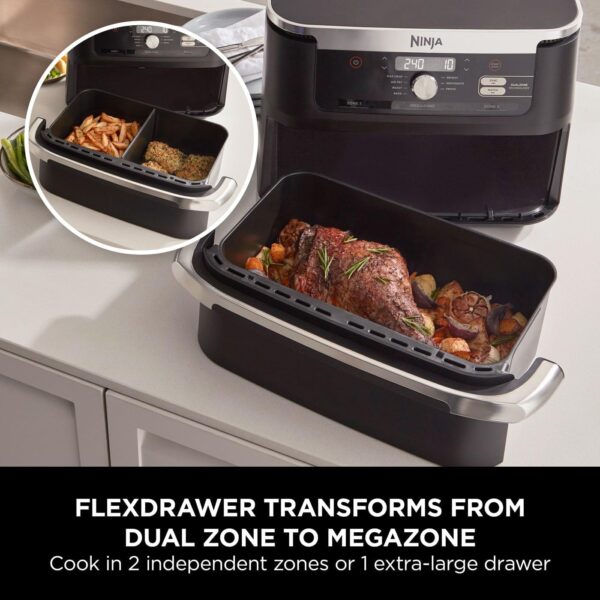 Ninja Foodi FlexDrawer Air Fryer, Dual Zone with Removable Divider, Large 10.4L Drawer, 7-in-1, Air-Fryer Uses No Oil, Air Fry, Roast, Bake, Max Crisp, Non-Stick Dishwasher Safe Parts, Black AF500UK - Image 4