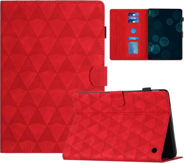 LMFULM® Case for Amazon Fire HD 8/8 Plus 2020 10th Gen (8.0 Inch) PU Leather Case Protective Shell Wallet with Sleep/Wake Stand Case Flip Cover Holster Wave Print Red - Image 2