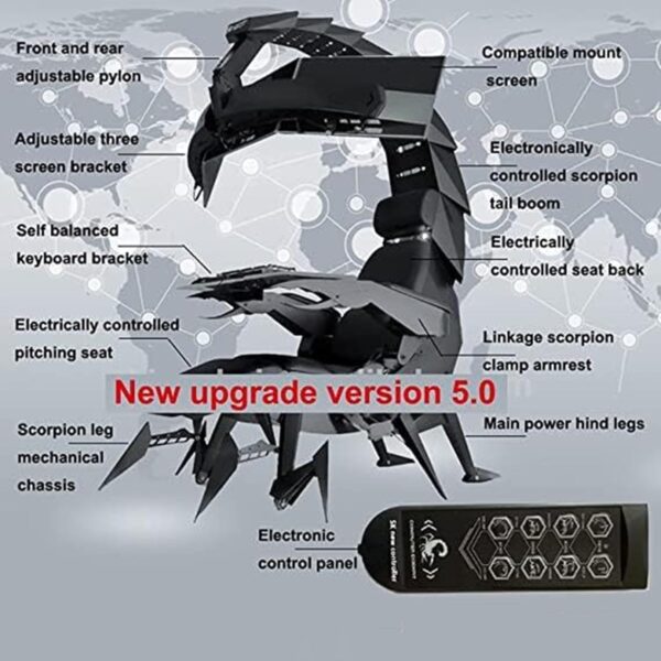 CSTAL Ergonomic Gaming Chair, Modern E-Sports Computer Cockpit Chair, 5-Screen Compatible, LED Lights, Adjustable Swivel - Image 5