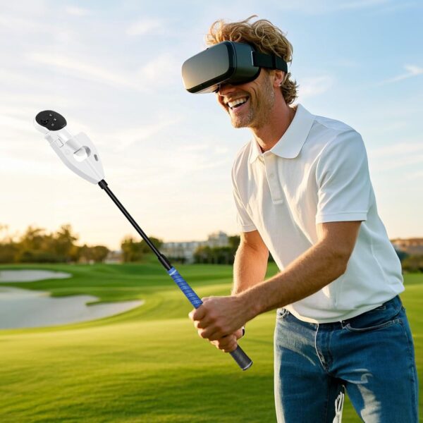 VR Golf Club Attachment Compatible with Meta Oculus Quest 3/Quest 2/Meta Quest 3S, Aluminum Non-Slip Golf Handle Grip for Golf+ 1:1 Molded Controller Adapter & Fixed Plate - Image 2