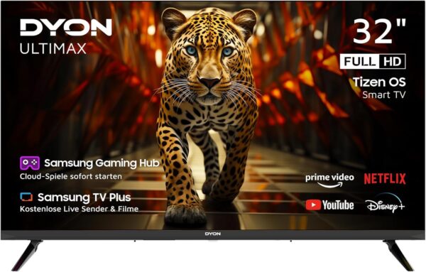 DYON ULTIMAX 32F-TI - Full HD 32 Inch (80 cm) TV (1080p, Smart TV, Tizen OS, Triple Tuner (DVB-C/-S2/-T2), Samsung Smart & Gaming Hub, Prime Video, Netflix, Disney+) [2025] - Image 2