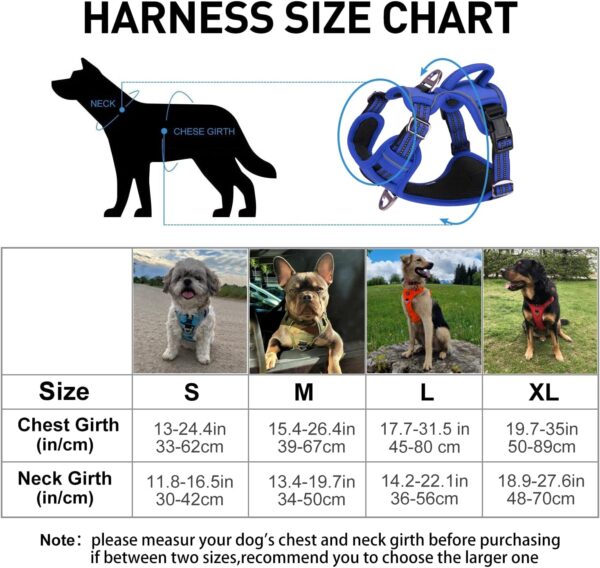 Dog Harness No Pull for Large Medium Dogs, Adjustable Reflective Harness Dog Harness Escape proof Lightweight Breathable Pet Vest Harness medium large dog for Walking Training Blue M - Image 6