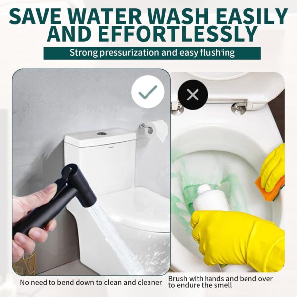 Jet Spray for Toilet, Bidet Sprayer Stainless Steel Douche Spray Handheld with Hose High Pressure Toilet Shower Spray for Pet Bath Personal Hygiene - Image 6