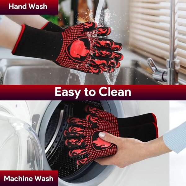 BBQ Gloves, Oven Mitts Grilling Gloves - 1472℉ Extreme Heat Resistant Oven Gloves, Non-Slip Silicone Cooking Gloves for Grilling, Barbecue, Baking, Welding (A Pair) - Image 7