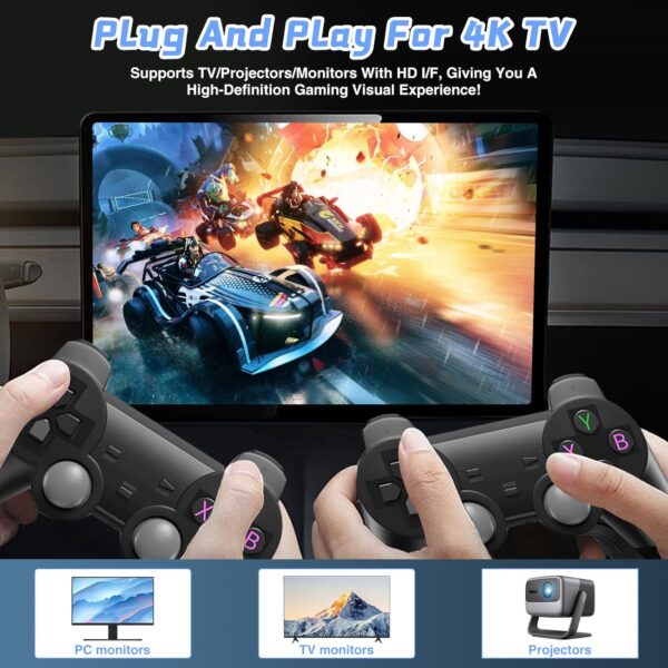 Retro Games Console With Dual 2.4g Wireless Controllers, Built-In Card 50000+ Games Game Stick , Plug And Play Retro Game Stick Support 40+ Simulators, 4K HD Output For TV-128G - Image 8
