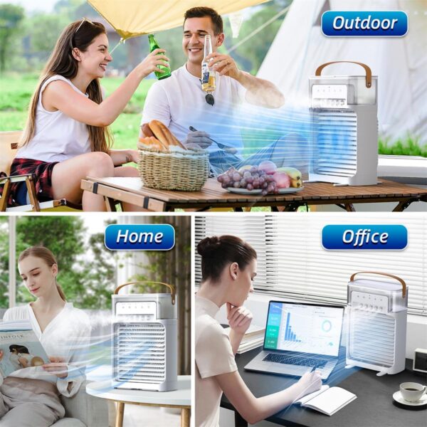 NTMY Portable Air Cooler, Personal Air Conditioner fan, USB Misting Humidifier for All Season Use with 4 Speeds & 3 Misting Levels, 7 Colors LED Light, 8H Timer, 1200ML Water Tank, Remote Control - Image 10