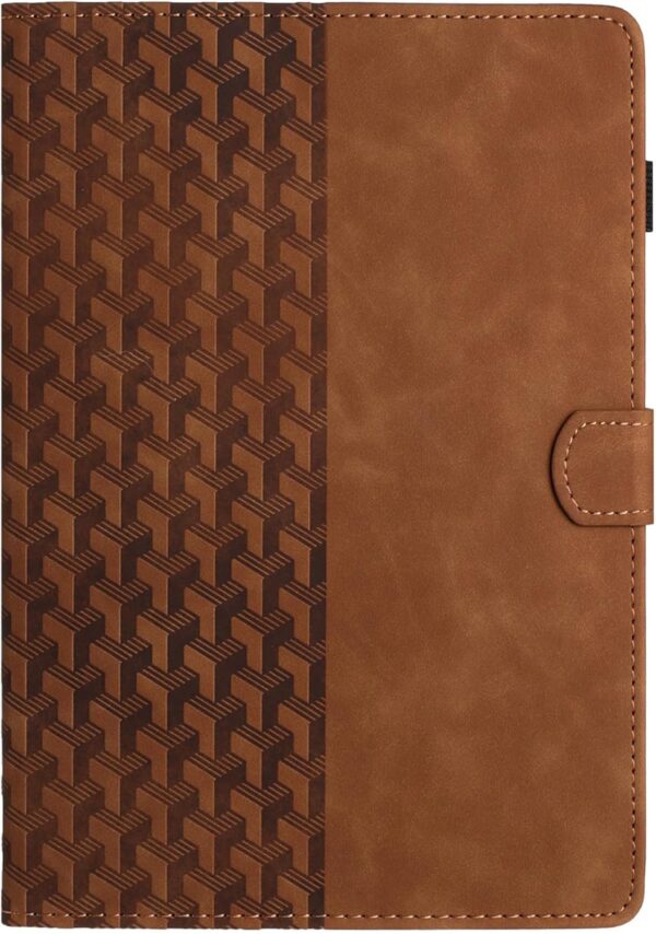 LMFULM® Case for Amazon Fire HD 8/8 Plus 2020 10th Gen (8.0 Inch) PU Leather Case Protective Shell Wallet with Sleep/Wake Stand Case Flip Cover Holster Building Block Print Brown - Image 3