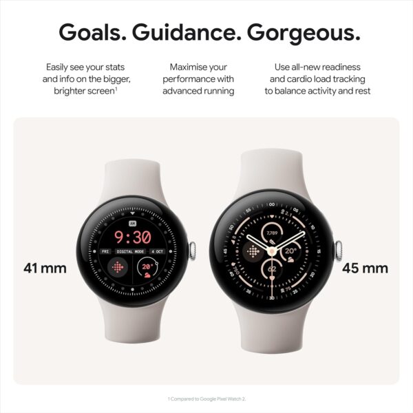 Google Pixel Watch 3 (41 mm) – Android smartwatch with heart rate tracking, advanced running from Fitbit, fitness insights, 24-hour battery – Matte Black Aluminium Case – Obsidian band – Wi-Fi - Image 3