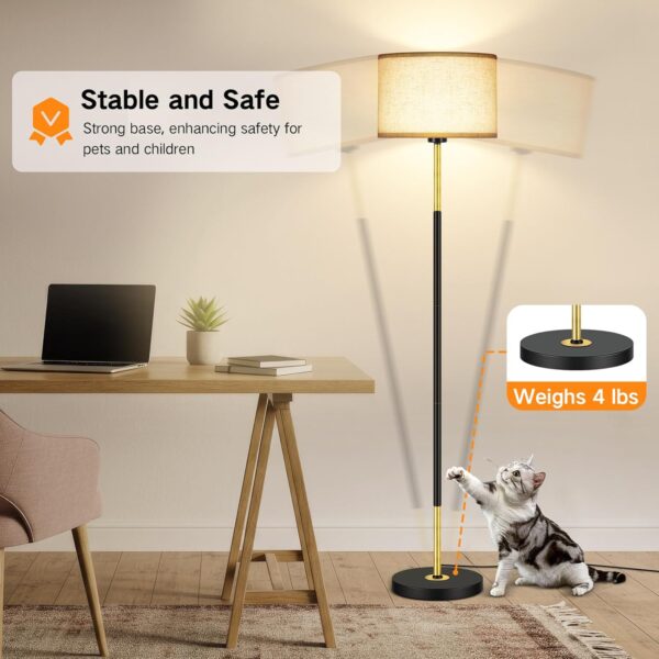 OUTON Modern Floor Lamp with Remote & APP Control, Dimmable & 3000K-6500K Adjustable Color Temperature, Memory function, Standing Lamp with Linen Shade for Living room, Bedroom, Office(Black and Gold) - Image 7