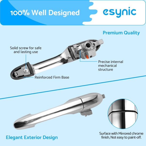 eSynic Left Door Handle Fits Fiat & Abarth 500 (2007-2015) Chrome Passenger Door Handle Car Exterior Vehicle Handle Replacement Accessories Fit for Left Outer Offside Door,OEM: 735592026 - Image 6