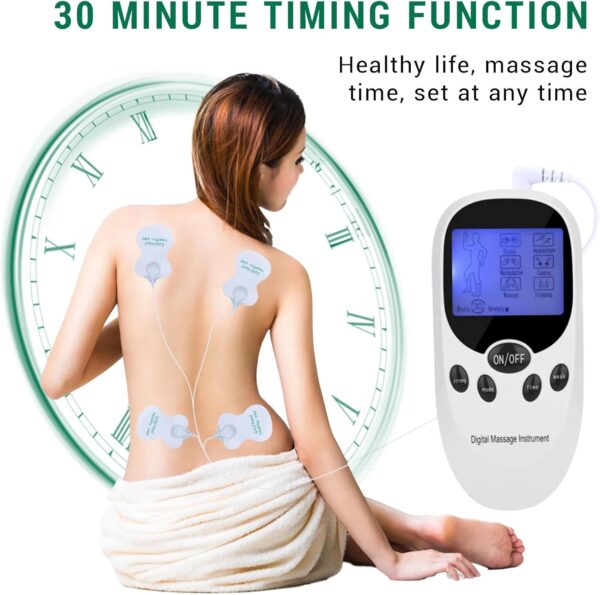 Xumann TENS Machine for Pain Relief, Dual Channel Digital Electronic Muscle Stimulator Machine with 6 Massage Modes and 8 Replacement Pads for Back/Neck/Shoulder/Leg/Calf Pain Relief - Image 7