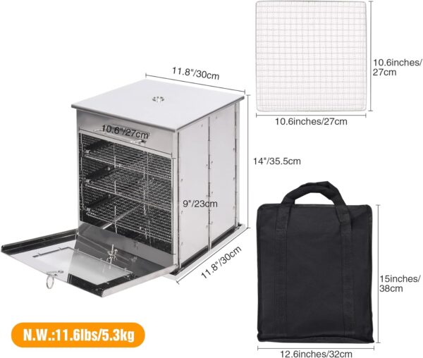 Lineslife Foldable Camping Oven with 3 Tier Grill, Portable 304 Stainless Steel Camping Stove with Thermometer for Use with Propane Gas Stove and Wood Camhorse, Outdoor Cooking, Picnic - Image 4
