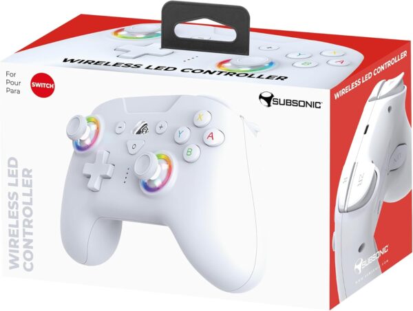 Subsonic – Wireless controller for Switch and Switch Oled – Gamepad bluetooth controller with LED, vibrations ant 6 axis gyro - White - Image 11