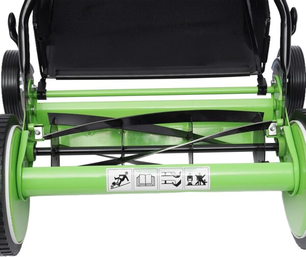 Hand Push Lawnmower,16In Cordless Manual Reel Lawn Mower with 5-Blade,40cm Cutting Width,9-Position Adjustable Mowing Height,Grass Cutter with Grass Catcher - Image 5