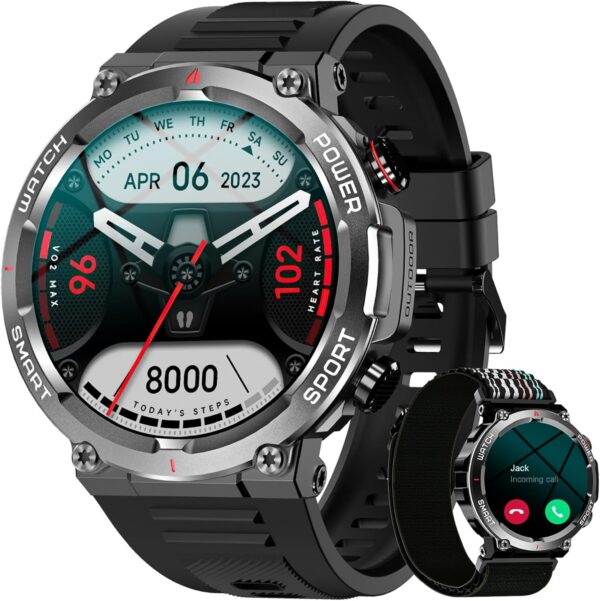 Blackview Military Smart Watch for Men (Answer/Make Calls), 1.39" HD Fitness Watch with Heart Rate SpO2 Sleep Monitor Stress Test, 100+ Sports Modes Waterproof Outdoor Smartwatch for iOS Android - Image 2