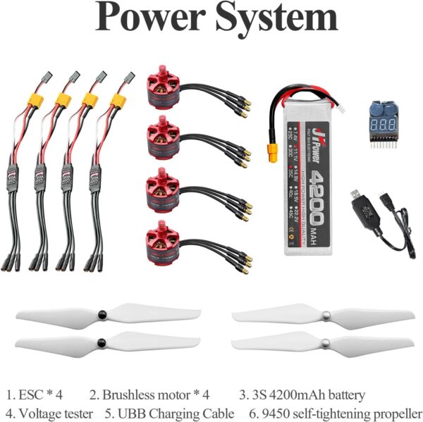 HAWK’S WORK F450 Drone Kit to build, DIY Quadcopter Set, Frame + Brushless Motor + ESC + Prop + Accessory + Guild Book & Video (Set D) (Pre-soldered) - Image 7