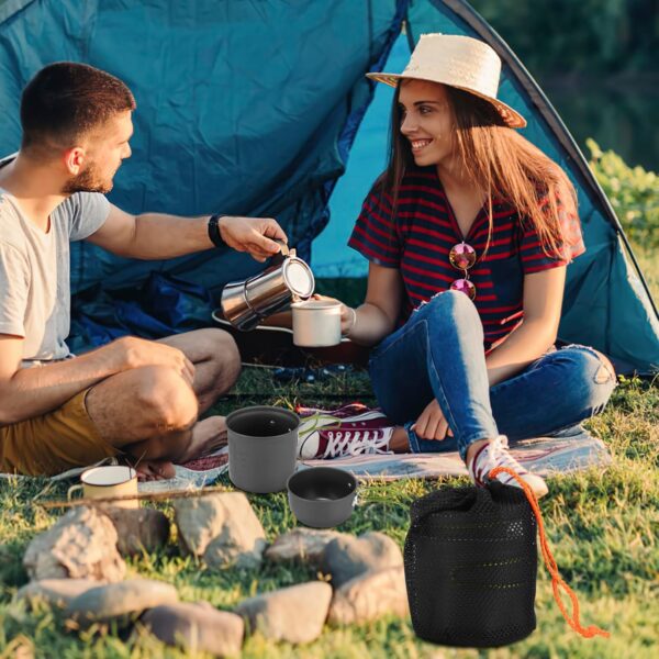 Palmcee Camping Cookware Set, Aluminium Camping Pots and Pans with Foldable Cutlery, Multifunctional Cooking Equipment for 2 Persons Hiking Picnic Campfire - Image 4