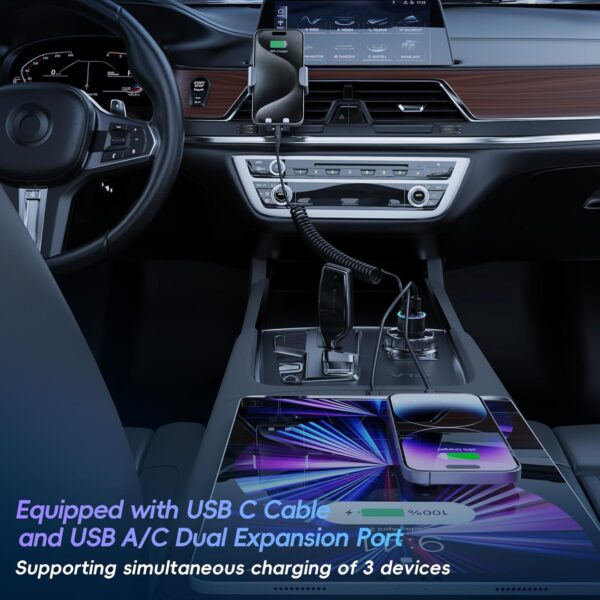USB C Car Charger,75W Fast Car Charger with USB C Coiled Cable+USB A+C Port,Car Phone Charger USB C Adapter Support PD+QC3.0+PPS Fast Charge,Car Cigarette Lighter USB Charger for iPhone 16/15/Samsung - Image 8