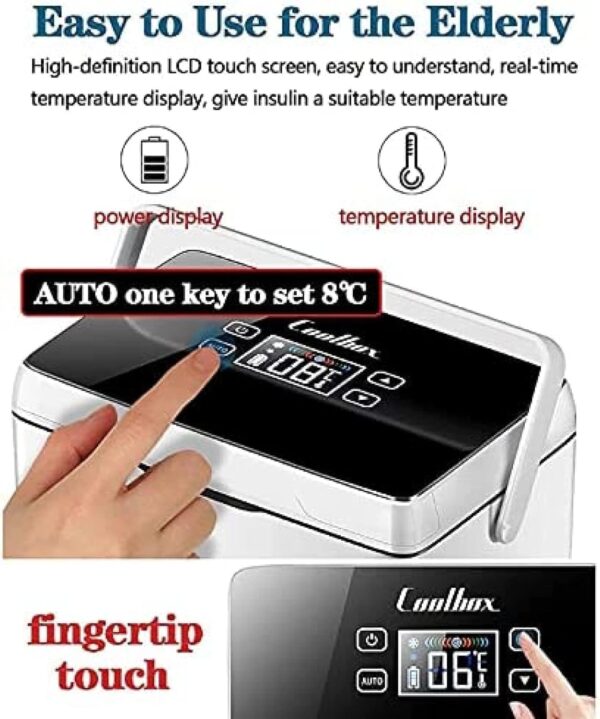 Insulin Cooler,Portable Smart Mini Refrigerator,Mini Insulin Refrigerator 0-18 °C,for Car/Travel/Aircraft,with Shoulder Bag,2Battery - Image 4