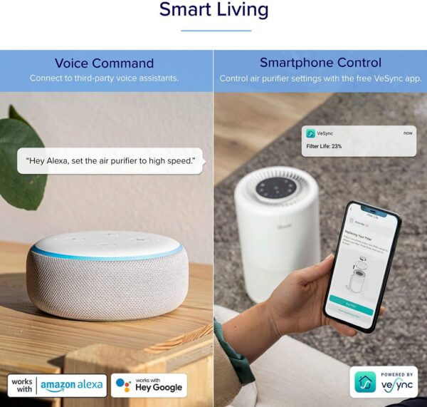 Levoit Air Purifiers for Home Bedroom with H13 HEPA & Carbon Air Filters CADR 187 m3/h & Smart WiFi Air Purifier for Home, Alexa Enabled H13 HEPA Filter, CADR 170m3/h, Remove Allergies - Image 5