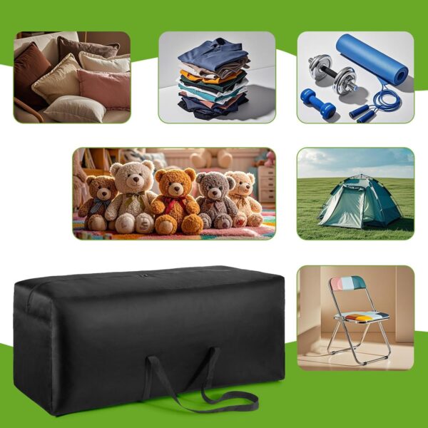 2 Pack Heavy Duty 600D Oxford Fabric Waterproof Garden Furniture Cushion Storage Bag Anti-UV Christmas Tree Storage Bag Garden Cushion Cover with Zipper and Handles (300L) - Image 7