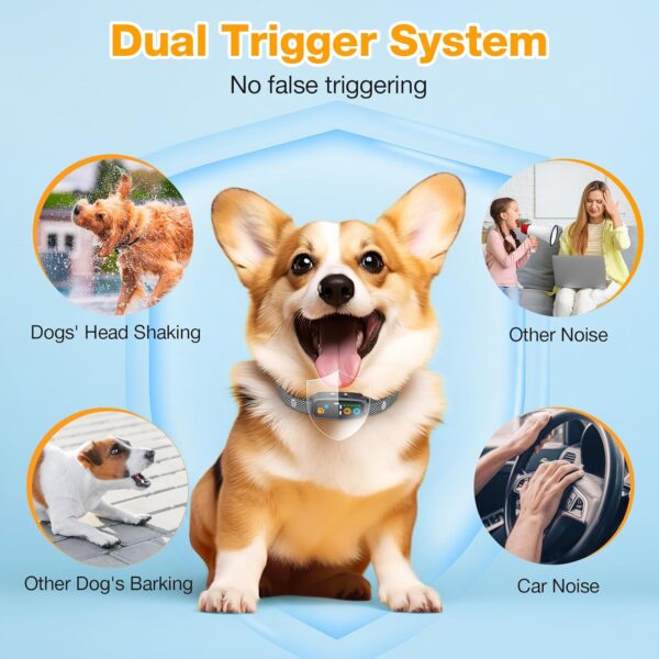 Anti Bark Collars for Dogs, Humane No Shock Bark Collar, Vibration & Beep, 7 Adjustable Sensitivity Levels, Rechargeable Stop Dog Barking Collar for Small Medium Large Dogs with IPX7 Waterproof - Image 4